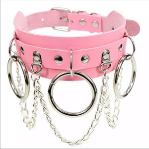 Pink Leather Choker